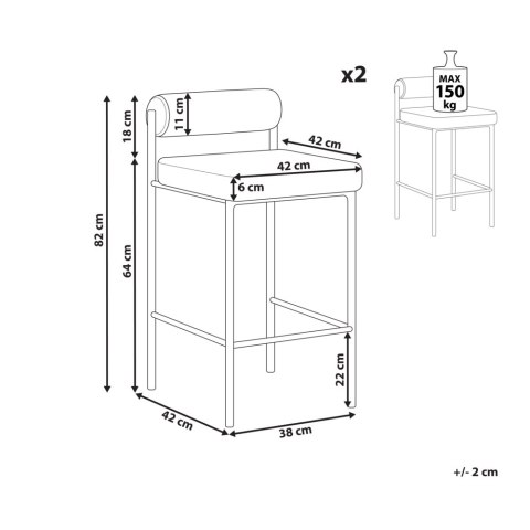 Zestaw 2 krzeseł barowych lazurowy AMAYA