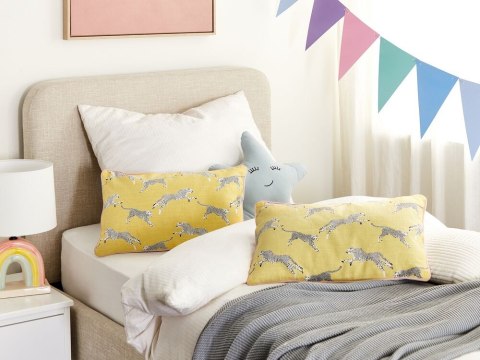 2 bawełniane poduszki dekoracyjne w gepardy 30 x 50 cm żółte ARALES