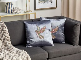 2 welurowe poduszki dekoracyjne w kolibra 45 x 45 cm szare RUELLIA Lumarko!