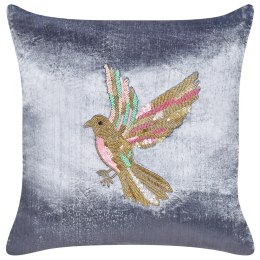 Welurowa poduszka dekoracyjna w kolibra 45 x 45 cm szara RUELLIA Lumarko!