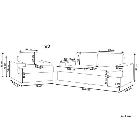 Komplet wypoczynkowy 5-osobowy brązowoszary ALLA