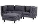 Sofa modułowa 3-osobowa z otomaną ciemnoszara UNSTAD Lumarko!