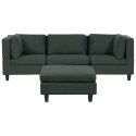 Sofa modułowa 3-osobowa z otomaną ciemnozielona UNSTAD Lumarko!