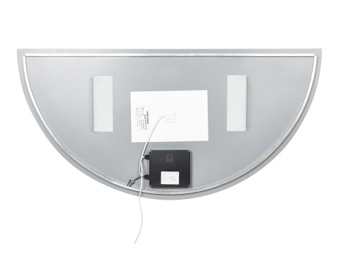 Półokrągłe lustro ścienne LED 50 x 100 cm srebrne LOUE