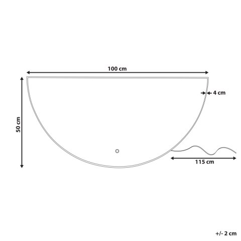Półokrągłe lustro ścienne LED 50 x 100 cm srebrne LOUE