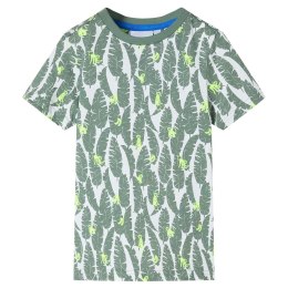 Koszulka dziecięca z nadrukiem liści, ecru i ciemny bluszcz, 140 Lumarko!