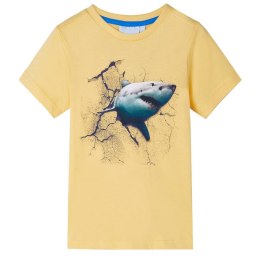 Koszulka dziecięca z nadrukiem rekina, żółta, 104 Lumarko!