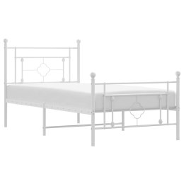 Metalowa rama łóżka z wezgłowiem i zanóżkiem, biała, 100x190 cm Lumarko!