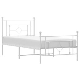 Metalowa rama łóżka z wezgłowiem i zanóżkiem, biała, 90x200 cm Lumarko!