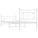 Metalowa rama łóżka z wezgłowiem i zanóżkiem, biała, 100x190 cm Lumarko!