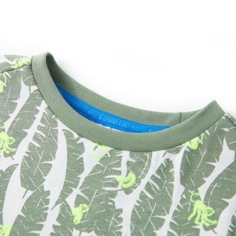 Koszulka dziecięca z nadrukiem liści, ecru i ciemny bluszcz, 104 Lumarko!