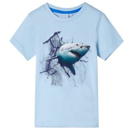Koszulka dziecięca z nadrukiem rekina, jasnoniebieska, 140 Lumarko!