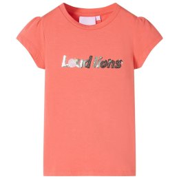 Koszulka dziecięca z półrękawkami, cekinowy napis, koralowa, 116 Lumarko!