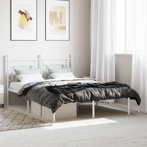 Metalowa rama łóżka z wezgłowiem biała, 140x200 cm Lumarko!