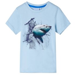 Koszulka dziecięca z nadrukiem rekina, jasnoniebieska, 116 Lumarko!
