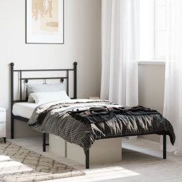 Metalowa rama łóżka z wezgłowiem, czarna, 90x200 cm Lumarko!