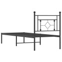 Metalowa rama łóżka z wezgłowiem, czarna, 75x190 cm Lumarko!