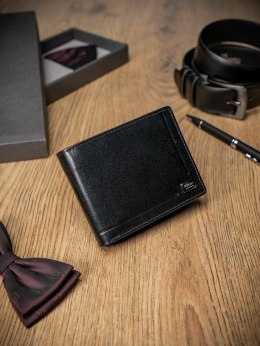 Kompaktowy czarny portfel ze skóry naturalnej wysokiej jakości RFID— Rovicky Lumarko!