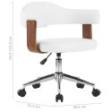 Obrotowe krzesło biurowe, białe, gięte drewno i sztuczna skóra Lumarko!
