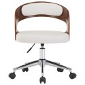 Obrotowe krzesło biurowe, białe, gięte drewno i sztuczna skóra Lumarko!
