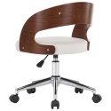 Obrotowe krzesło stołowe, białe, gięte drewno i sztuczna skóra Lumarko!