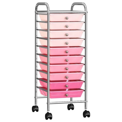 Wózek z 10 szufladami, róż ombre, plastikowy Lumarko!