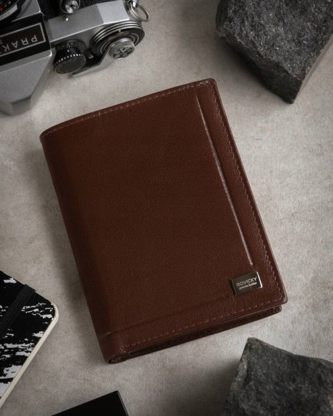 Elegancki portfel męski ze skóry naturalnej, bez zapięcia - Rovicky Lumarko!