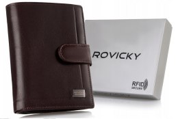Skórzany portfel na karty z eleganckimi przeszyciami - Rovicky Lumarko!