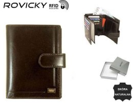 Skórzany portfel na karty z eleganckimi przeszyciami - Rovicky Lumarko!