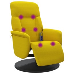 Rozkładany fotel masujący z podnóżkiem, żółty, aksamit Lumarko!