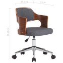 Obrotowe krzesło stołowe, szare, gięte drewno i tkanina Lumarko!