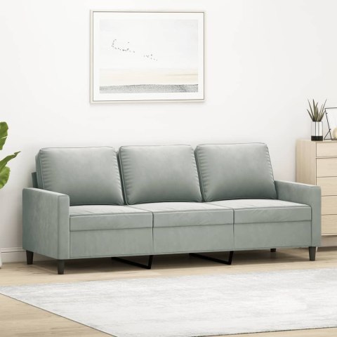 Sofa 3-osobowa, jasnoszara, 180 cm, tapicerowana aksamitem Lumarko!