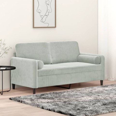 2-osobowa sofa z poduszkami, jasnoszara, 140 cm, aksamit Lumarko!