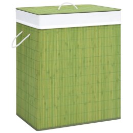 Bambusowy kosz na pranie z pojedynczą przegrodą, zielony, 83 L Lumarko!
