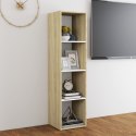 Szafka pod TV, biel i dąb sonoma, 142,5 x 35 x 36,5 cm, płyta Lumarko!