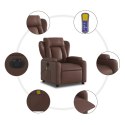 Rozkładany fotel masujący, elektryczny, brązowy, sztuczna skóra Lumarko!