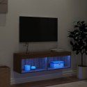 Szafka TV z oświetleniem LED, brązowy dąb, 100x30x30 cm Lumarko!