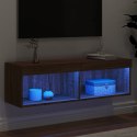 Szafka TV z oświetleniem LED, brązowy dąb, 100x30x30 cm Lumarko!