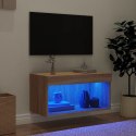 Szafka pod TV, z oświetleniem LED, dąb sonoma, 60x30x30 cm Lumarko!