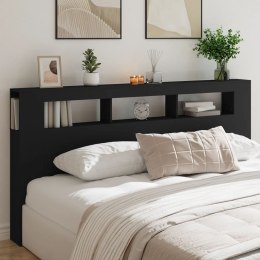 Wezgłowie łóżka z LED, czarne, 200x18,5x103,5 cm Lumarko!