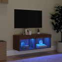 Szafka TV z oświetleniem LED, brązowy dąb, 80x30x30 cm Lumarko!