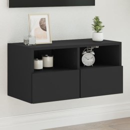 Ścienna szafka TV, czarna, 60x30x30 cm, materiał drewnopochodny Lumarko!