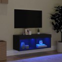 Szafka TV z LED, czarna, 80x30x30 cm Lumarko!