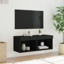 Szafka TV z LED, czarna, 80x30x30 cm Lumarko!