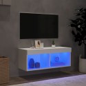 Szafka TV z oświetleniem LED, biała, 80x30x30 cm Lumarko!