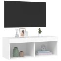 Szafka TV z oświetleniem LED, biała, 80x30x30 cm Lumarko!
