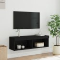 Szafka TV z oświetleniem LED, czarna, 100x30x30 cm Lumarko!