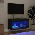 Szafka pod TV, z oświetleniem LED, czarna, 60x30x30 cm Lumarko!