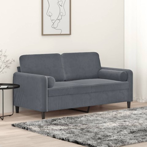 2-osobowa sofa z poduszkami, ciemnoszara, 140 cm, aksamit Lumarko!