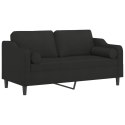 2-osobowa sofa z poduszkami, czarna, 140 cm, tkanina Lumarko!